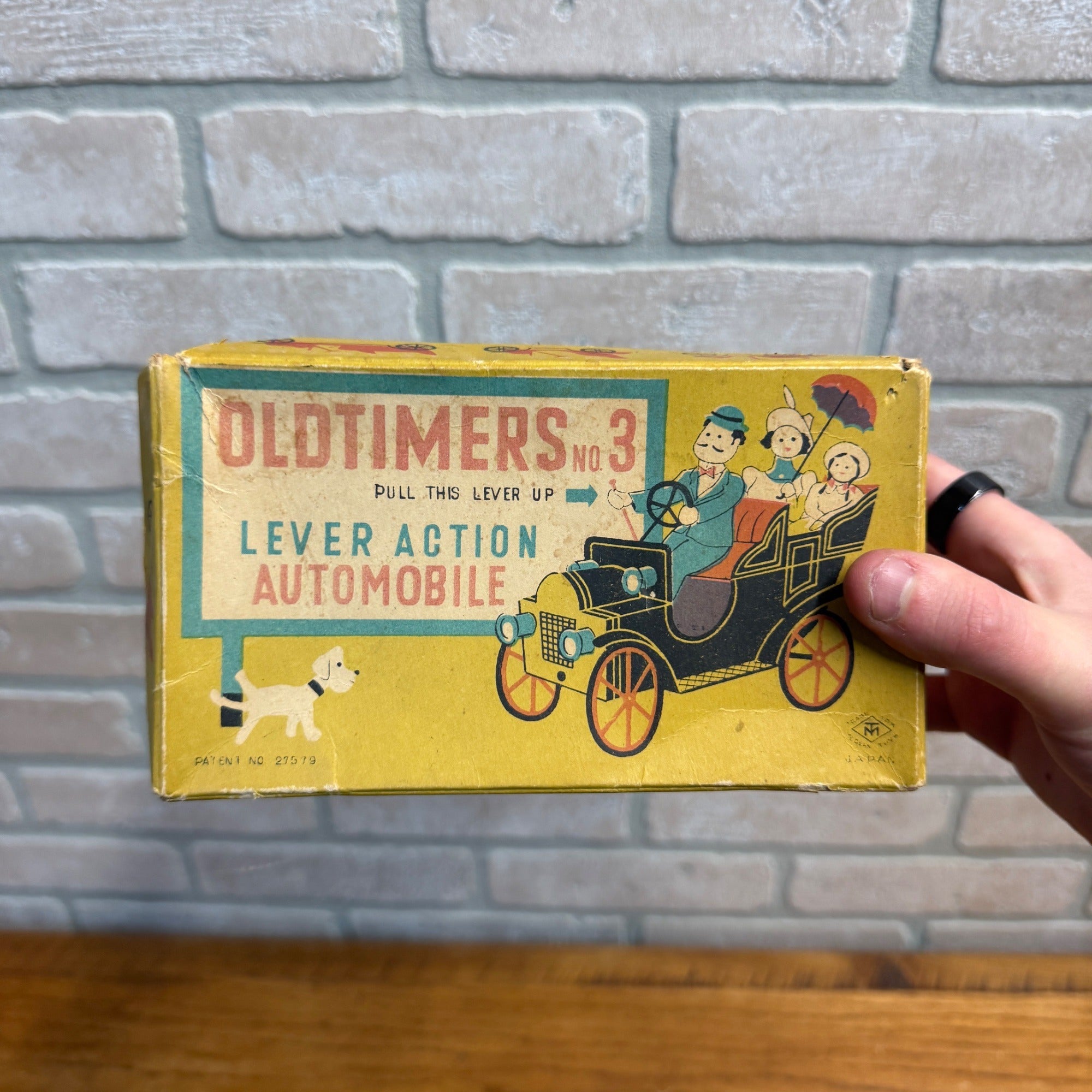 Antique Auto Old Timer's Car No. 3 Lever Action Tin Litho Model T Toy  Japan