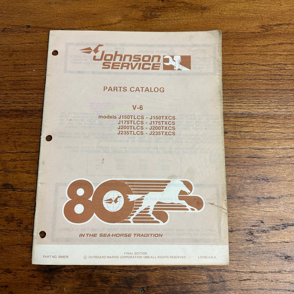 Johnson Outboard Service Parts Catalog V-6 J150 J175 J200 J235 (1980)