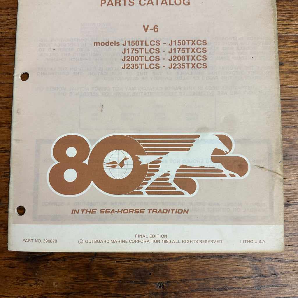 Johnson Outboard Service Parts Catalog V-6 J150 J175 J200 J235 (1980)