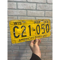 Vintage Wisconsin License Plate, Yellow and Black, March 1953