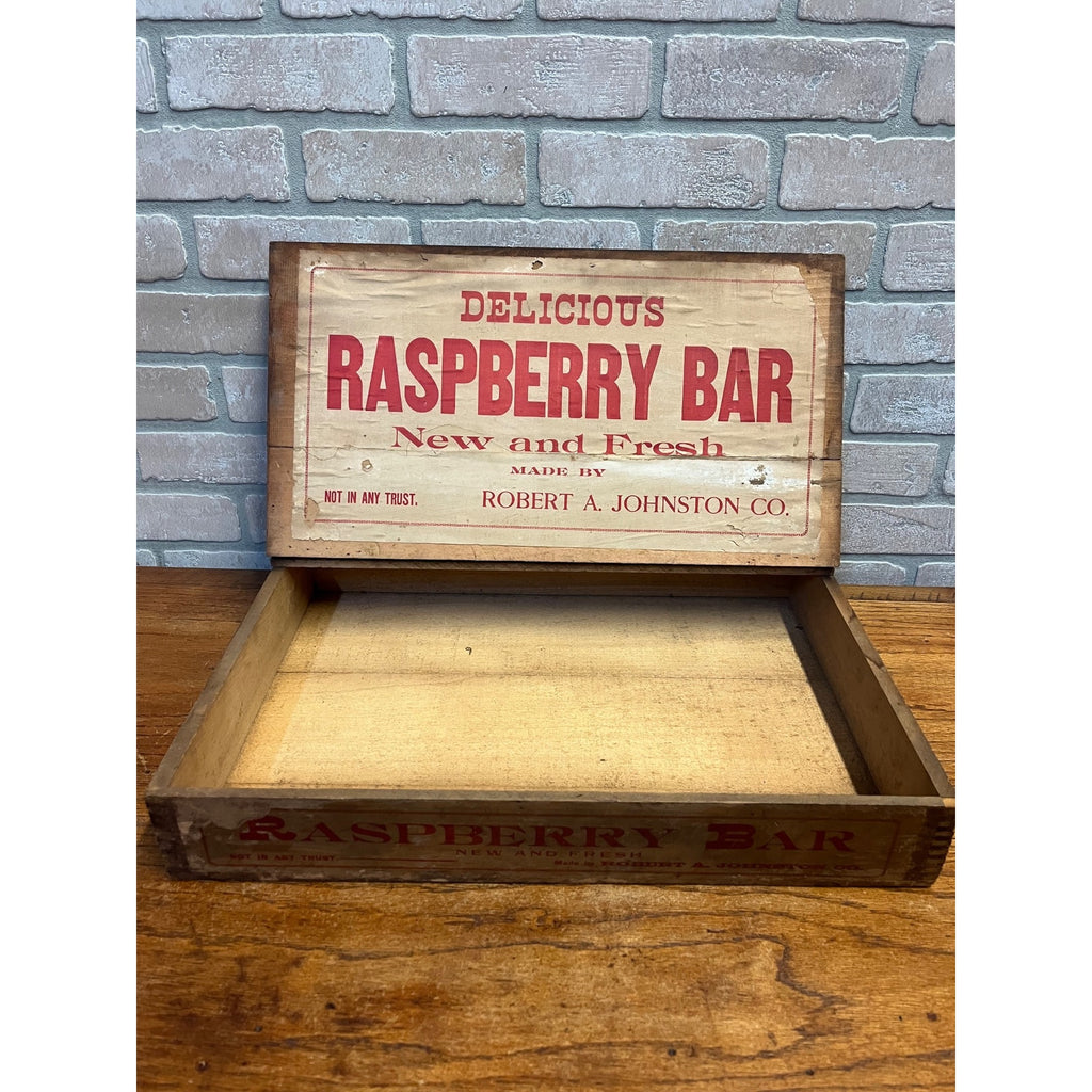 1900s Robert Johnston Raspberry Bar Store Display Wood Candy Box Milwaukee Wis