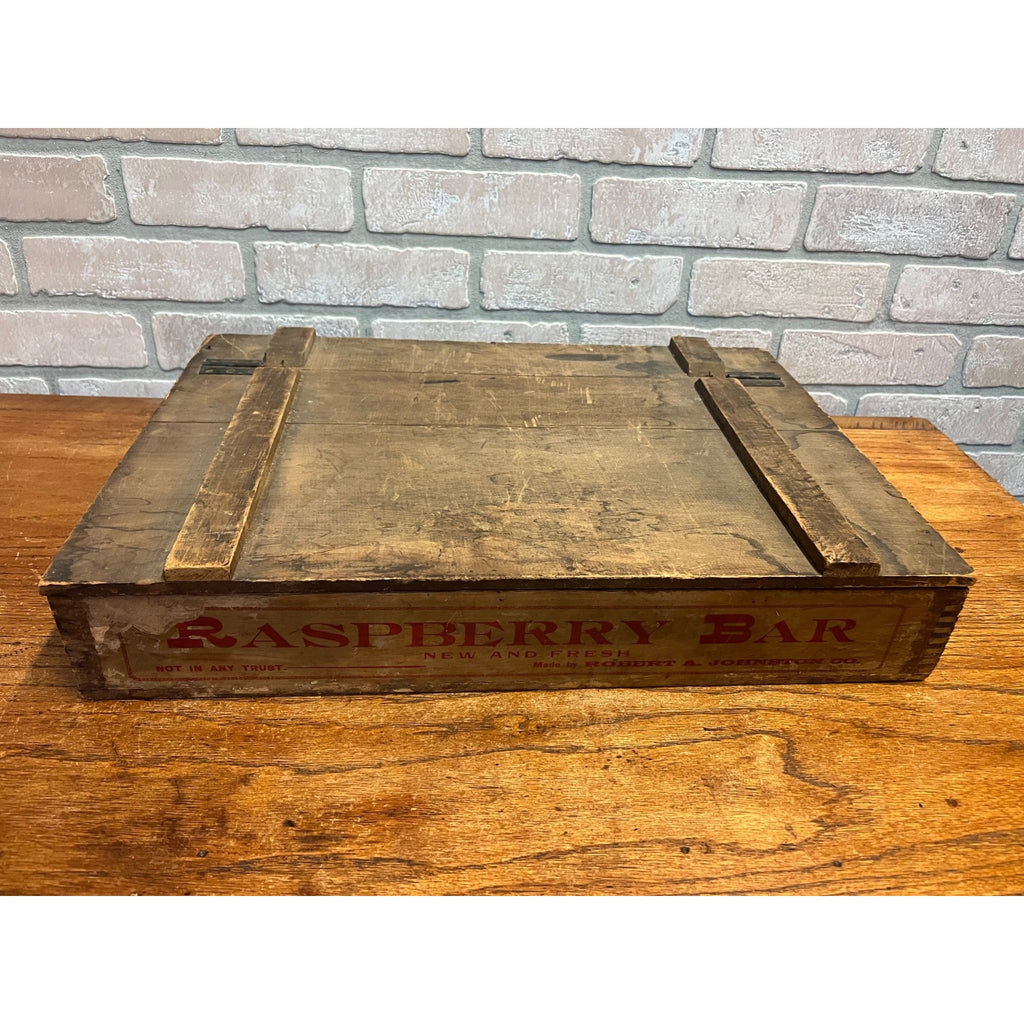 1900s Robert Johnston Raspberry Bar Store Display Wood Candy Box Milwaukee Wis