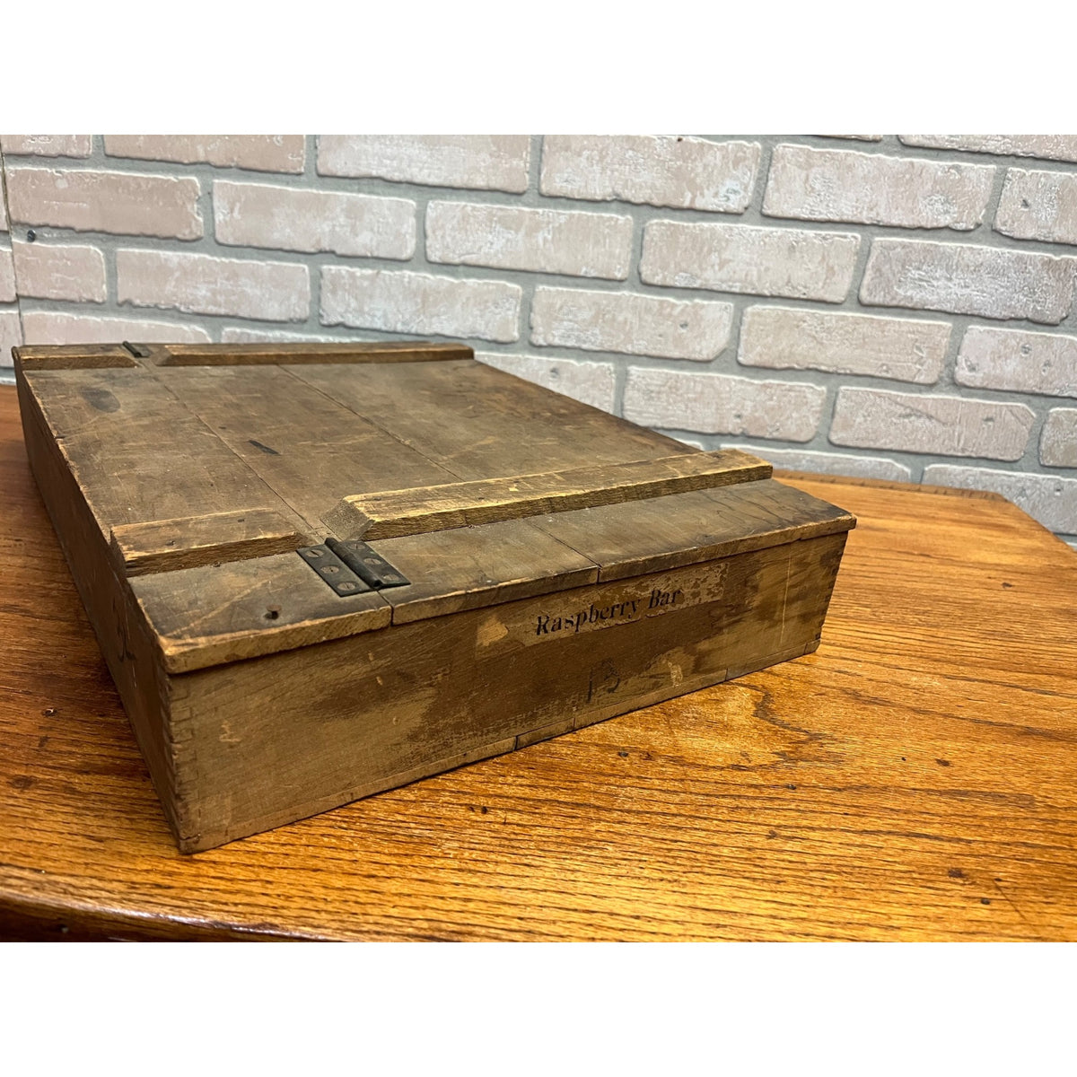 1900s Robert Johnston Raspberry Bar Store Display Wood Candy Box Milwaukee Wis