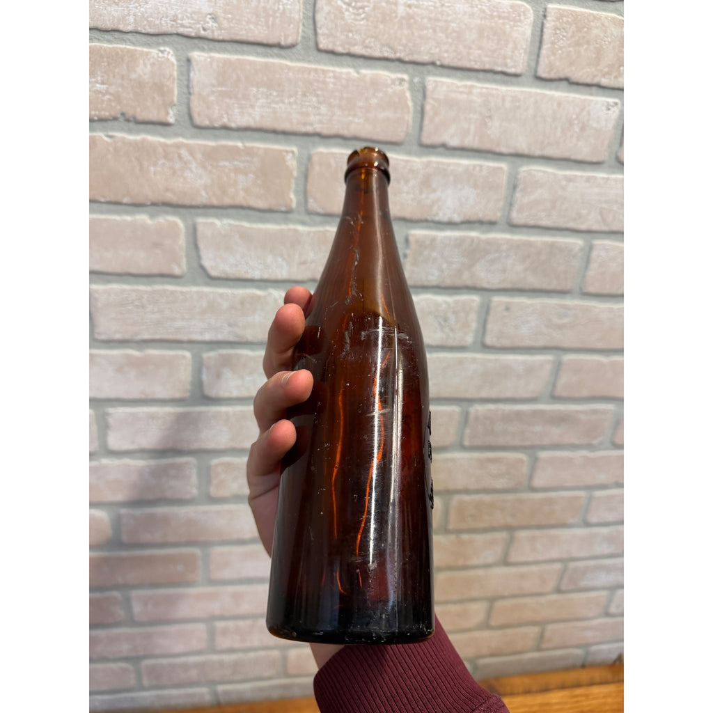 Vintage 1900s Amber Storck Beer Slinger Embossed Amber Bottle Wisconsin Wis Chipped