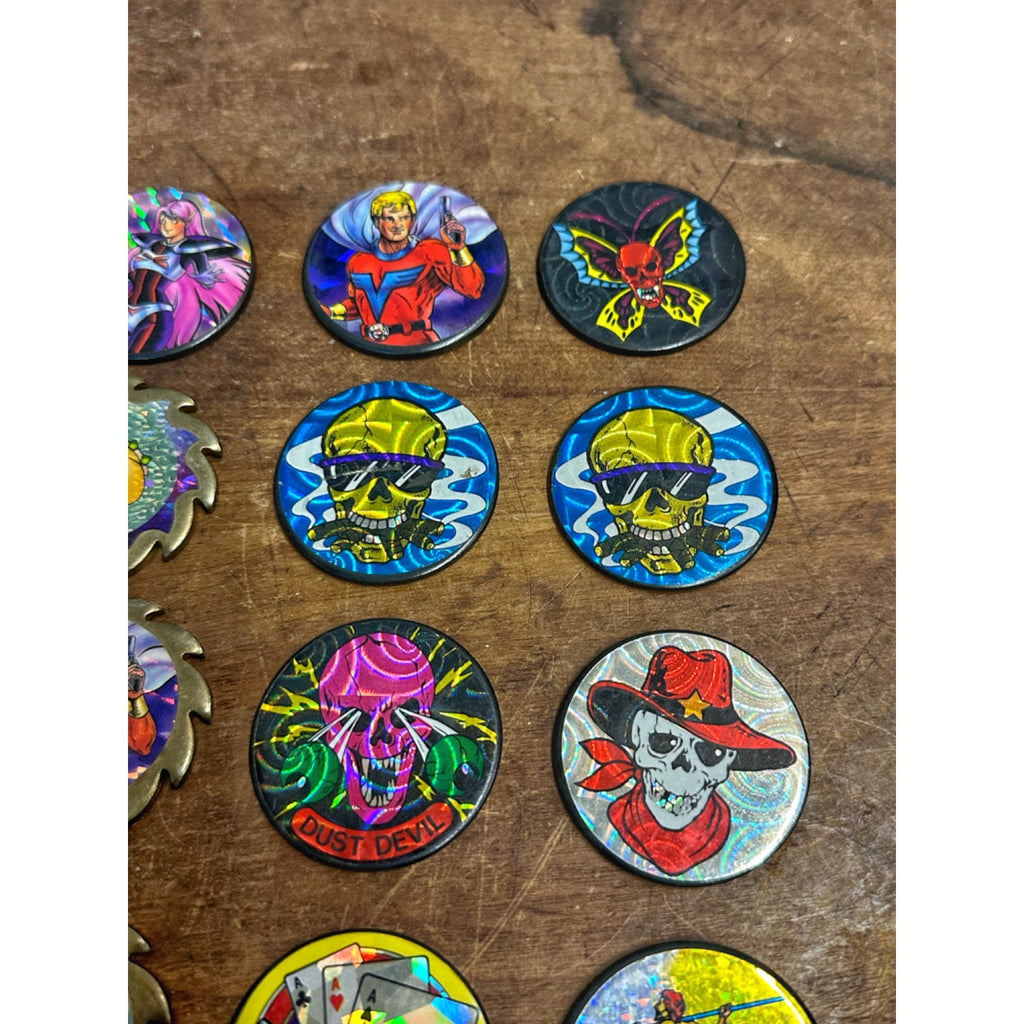 Vintage 1990s POGS Heavy Metal Milk Caps Slammers Holgraphic Stickers Lot