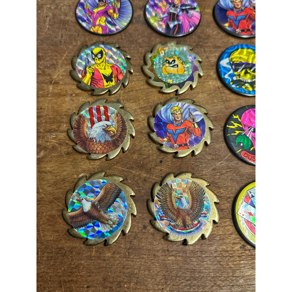 Vintage 1990s POGS Heavy Metal Milk Caps Slammers Holgraphic Stickers Lot