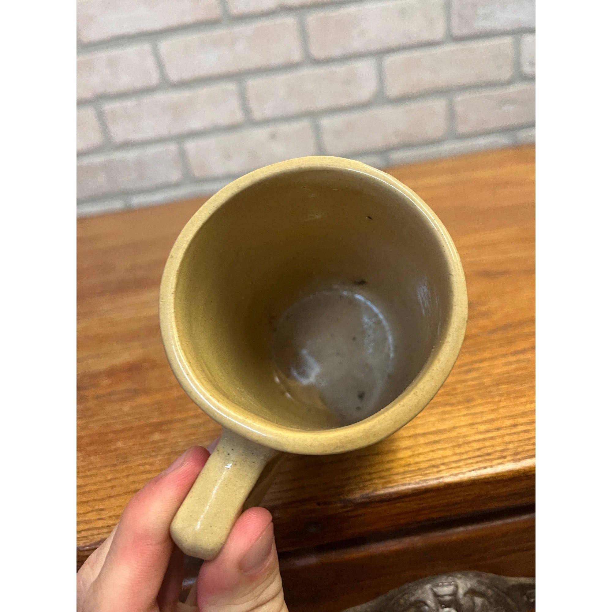 Vintage Buckeye Stoneware Company / Yellow Ware Mug / Blue Stripe / Primitive Stoneware / Farmhouse / Kitchen Decor