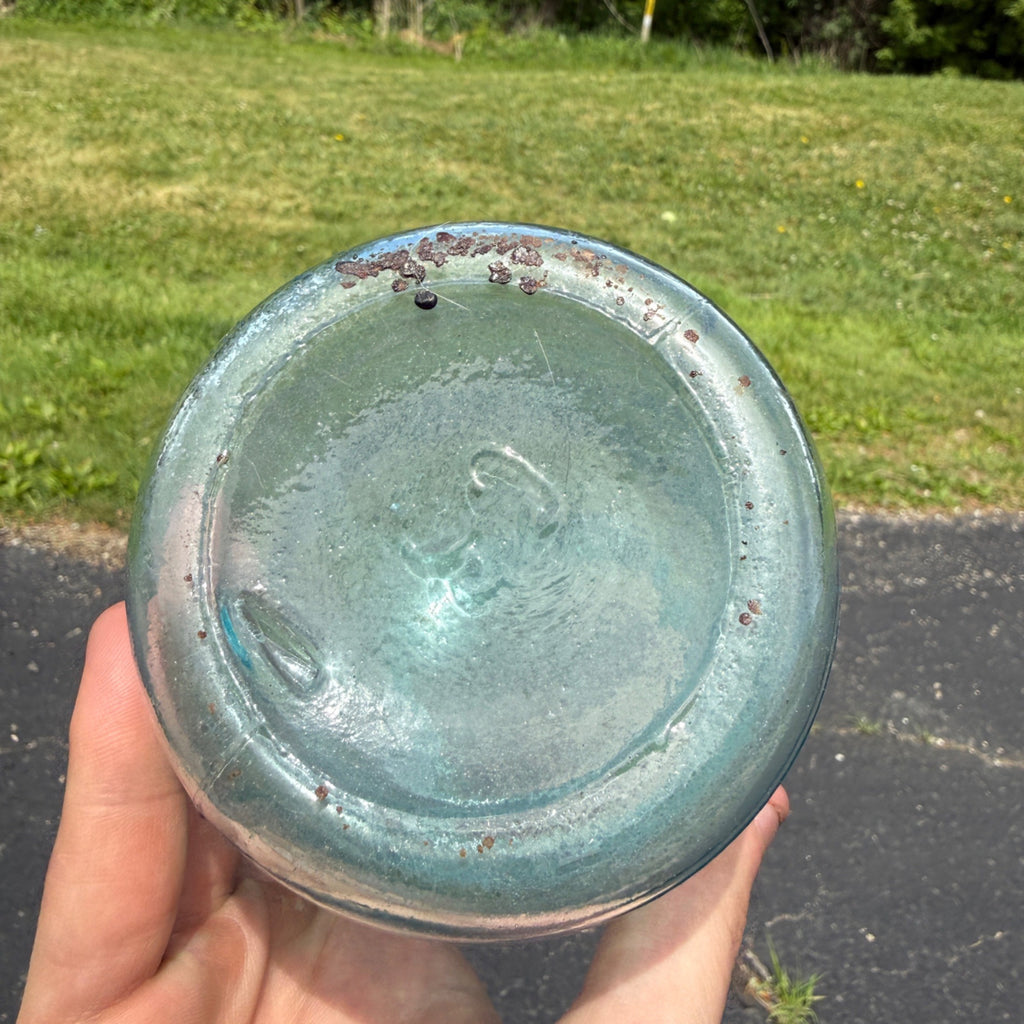 Vintage Patent Nov, 30th 1858 "S" Monogram Quart Blue Jar C3