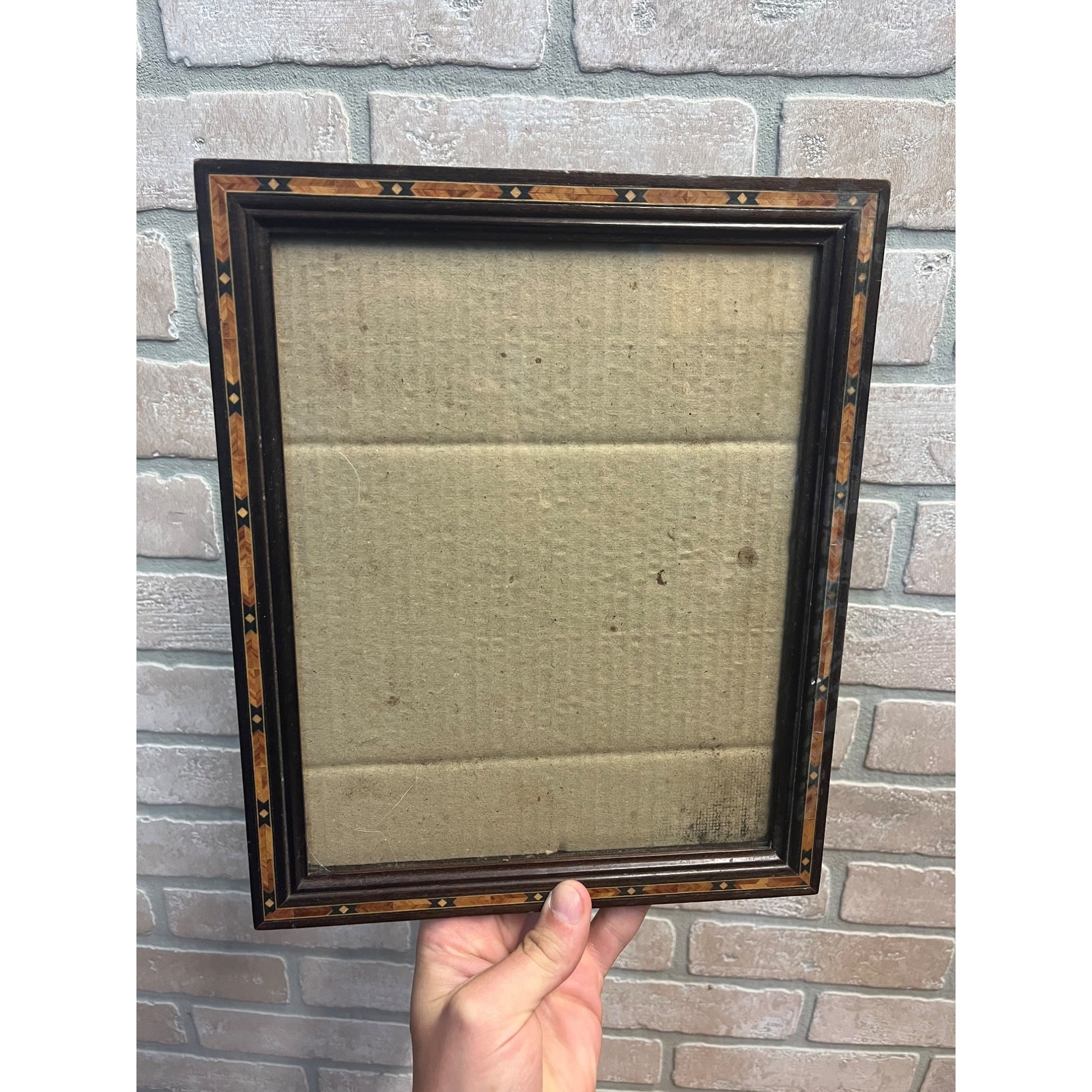 Vintage Mid-Century Ornate Inlaid Wood Picture Photo Frame for 8x10"