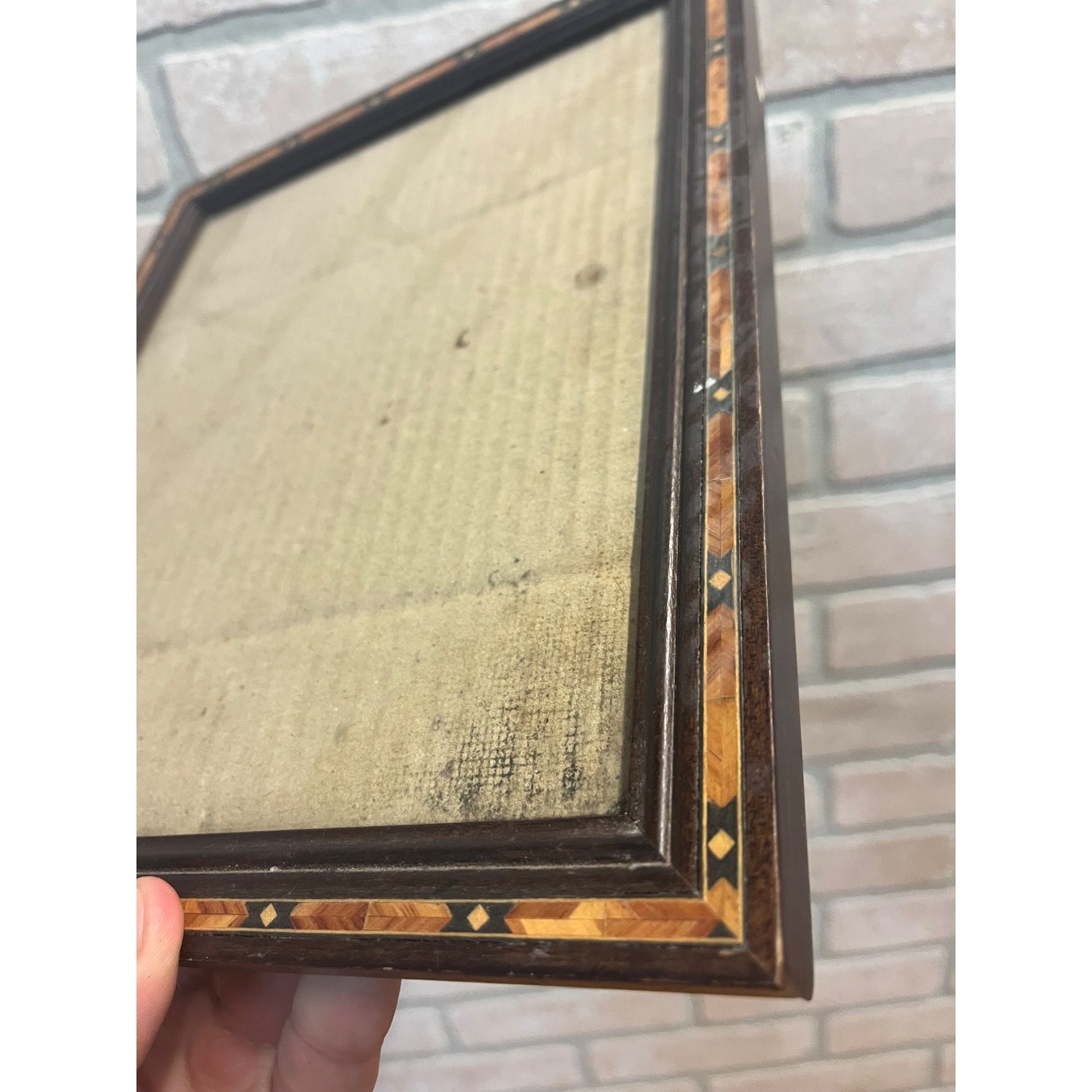 Vintage Mid-Century Ornate Inlaid Wood Picture Photo Frame for 8x10"