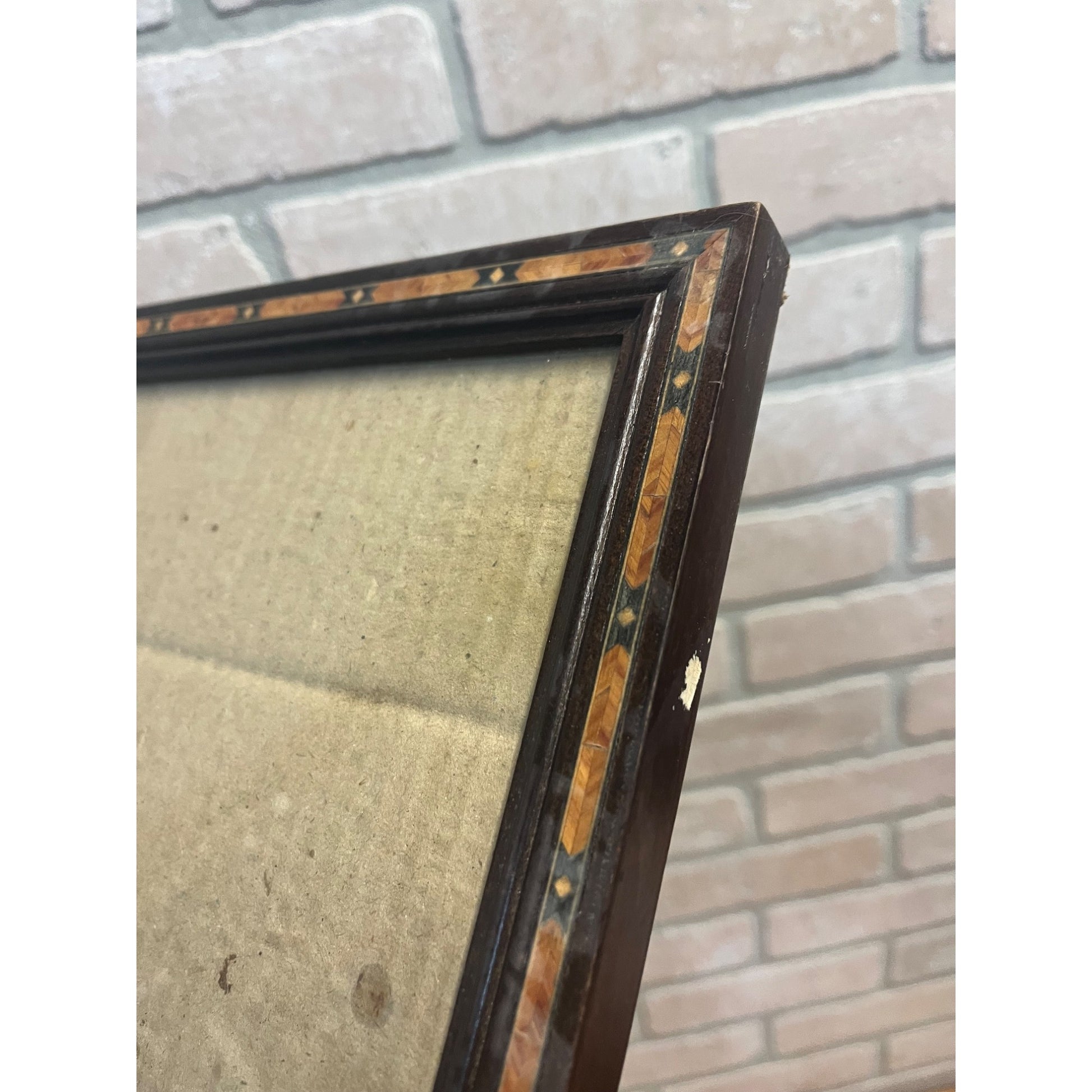 Vintage Mid-Century Ornate Inlaid Wood Picture Photo Frame for 8x10"