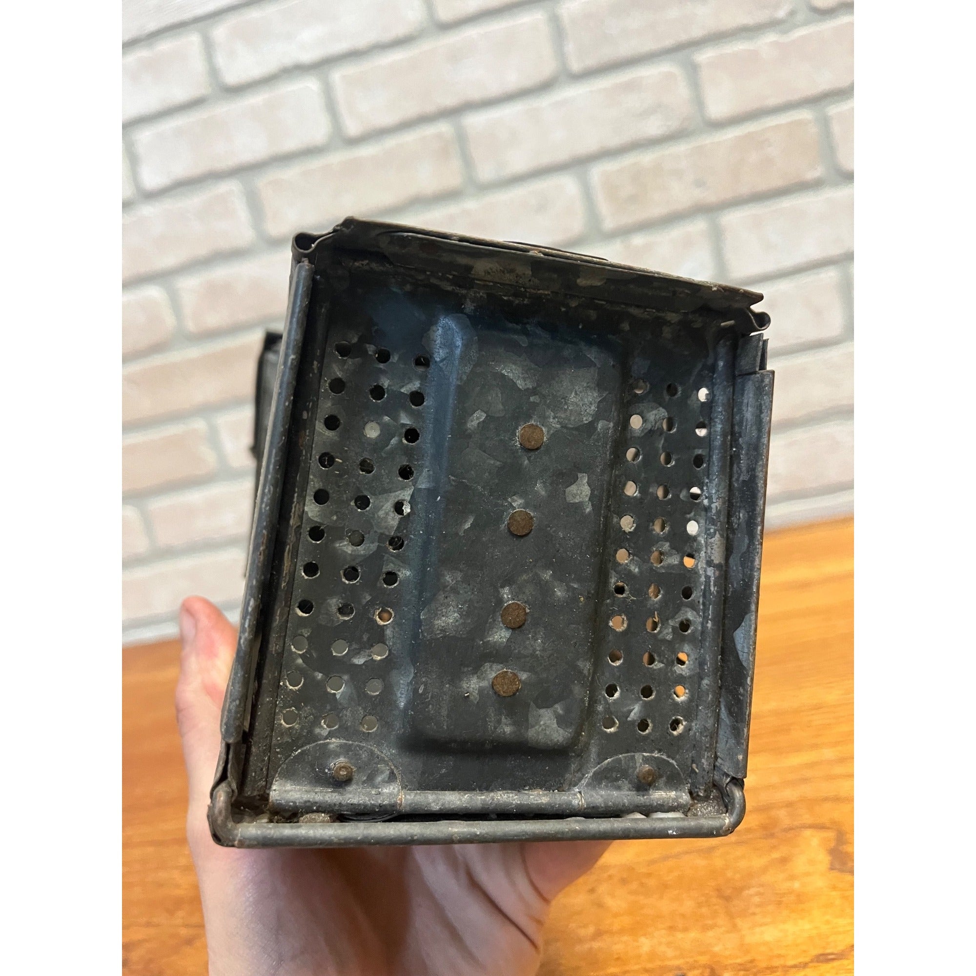 Antique WWI Folding Stonebridge Candle Lantern Us Army Mica Panels Trench Light