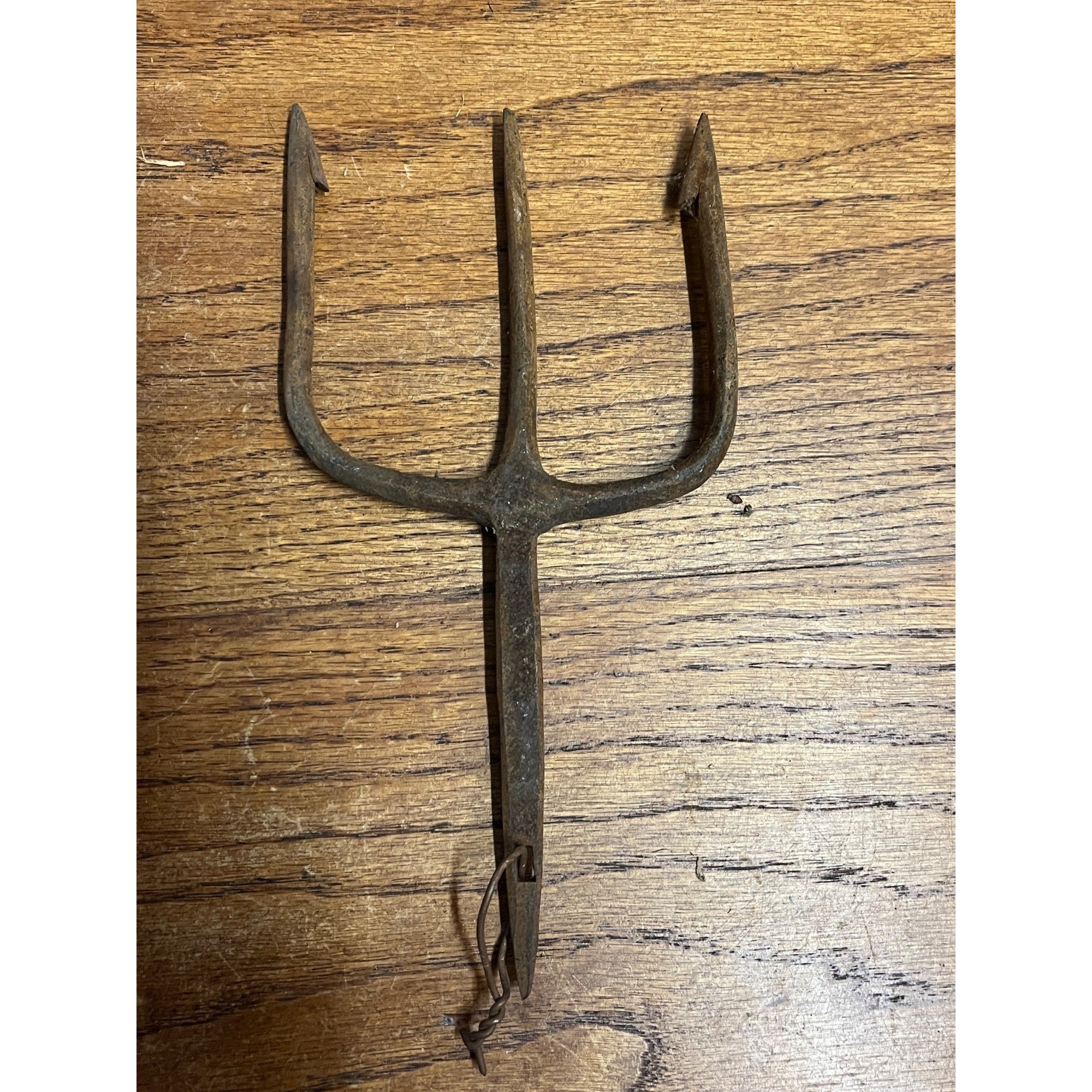 Vintage Metal 3-Tine Prong Fishing Spear Cabin Decor Forged Steel