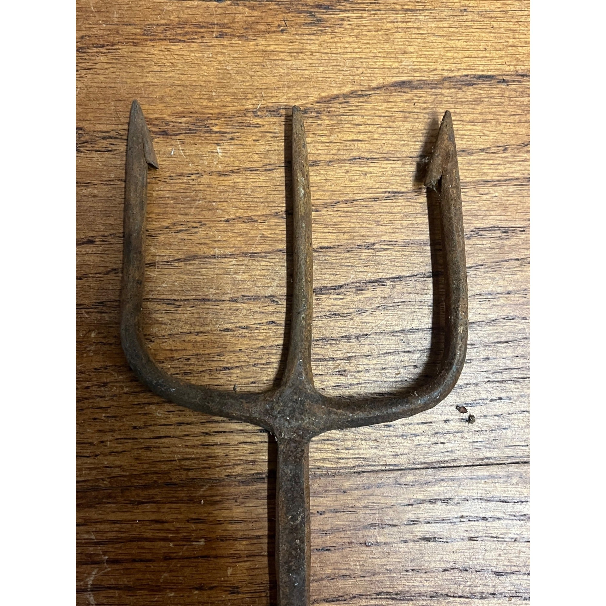 Vintage Metal 3-Tine Prong Fishing Spear Cabin Decor Forged Steel
