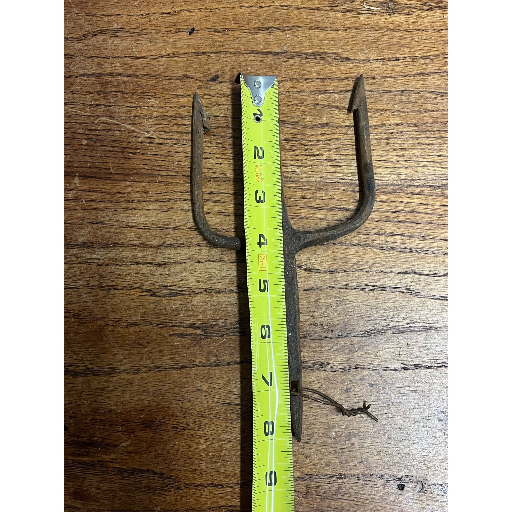 Vintage Metal 3-Tine Prong Fishing Spear Cabin Decor Forged Steel