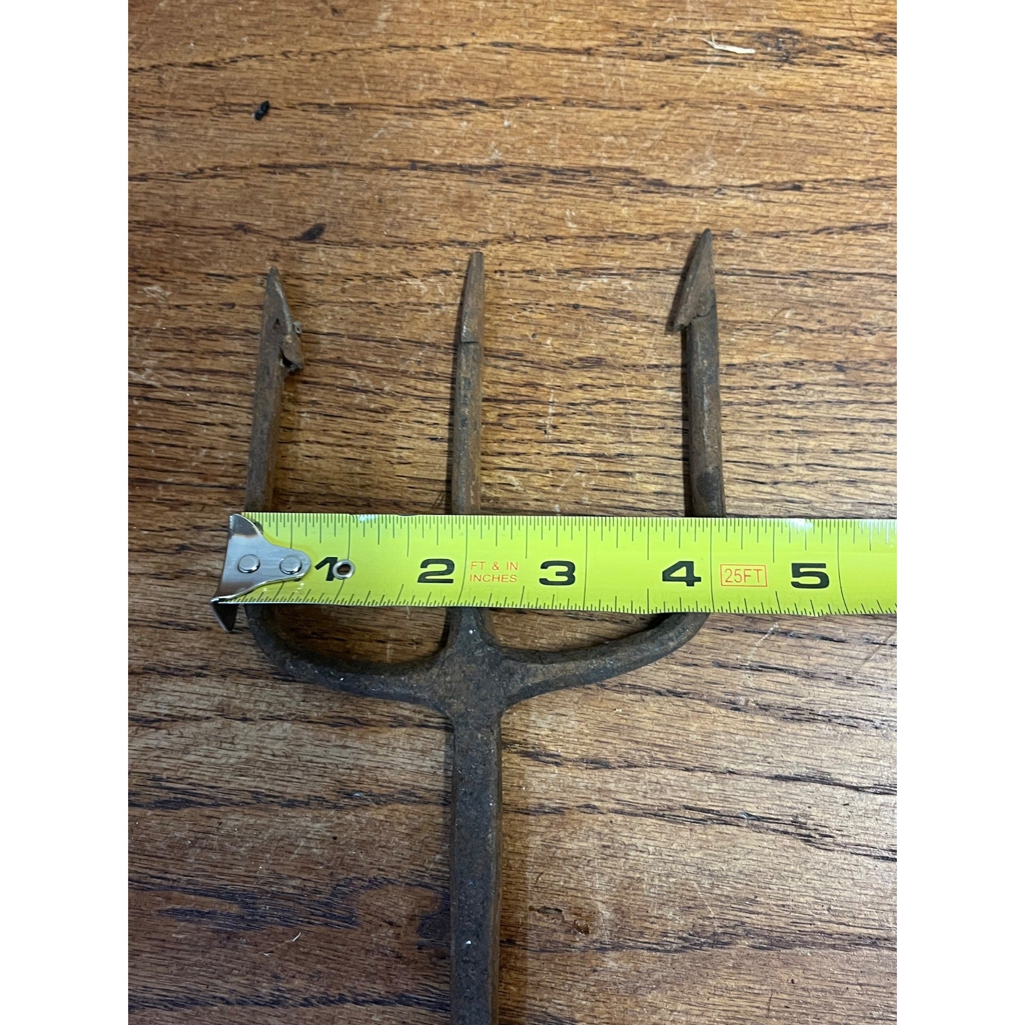 Vintage Metal 3-Tine Prong Fishing Spear Cabin Decor Forged Steel