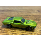 Vintage 1968 Hot Wheels Redlines Bright Antifreeze Custom Mustang Brown Interior