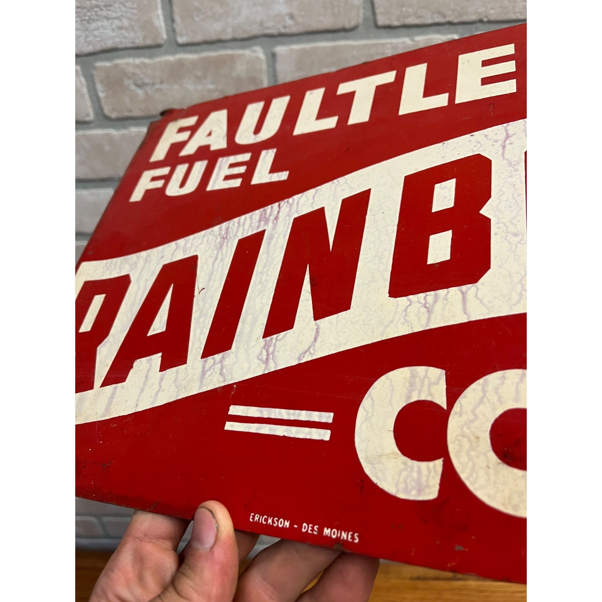 Vintage 1950s Rainbow Coal Faultless Fuel Advertising Tin Metal Sign