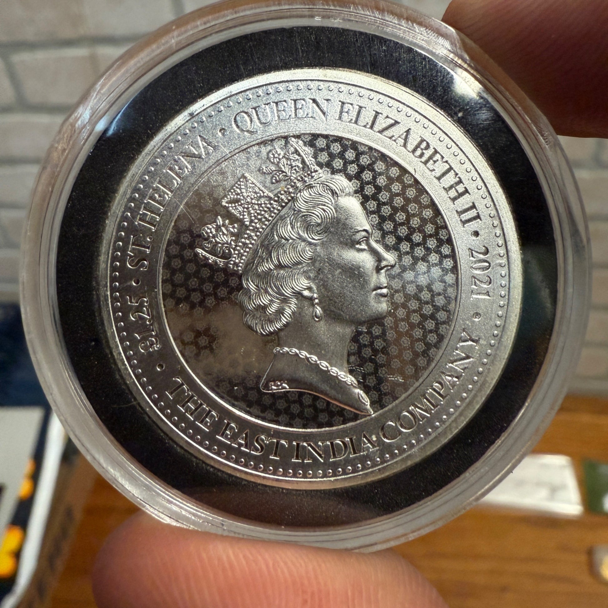 1.25oz Silver St Helena Rose Crown Guinea Coin Fine Silver