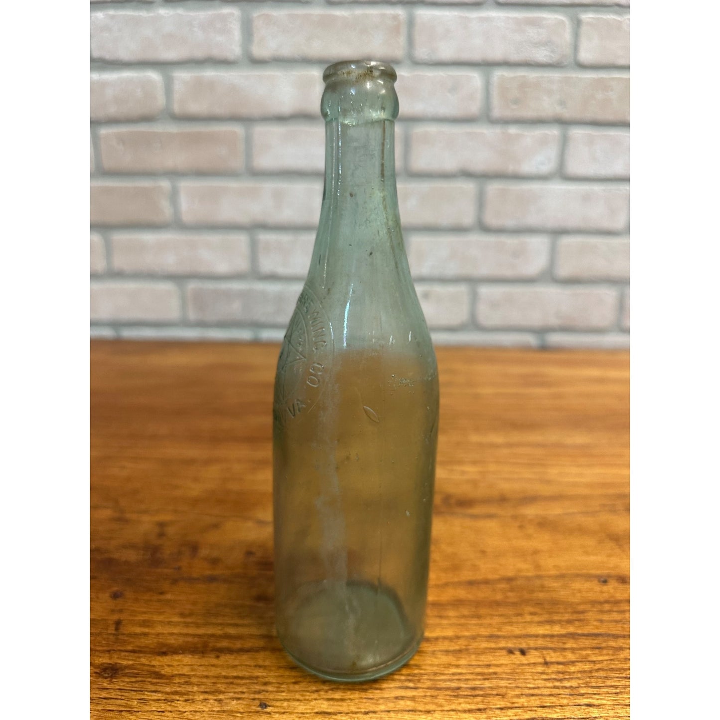 Vintage Roseneck Brewing Co. Beer Bottle Clear Aqua Embossed Richmond VA