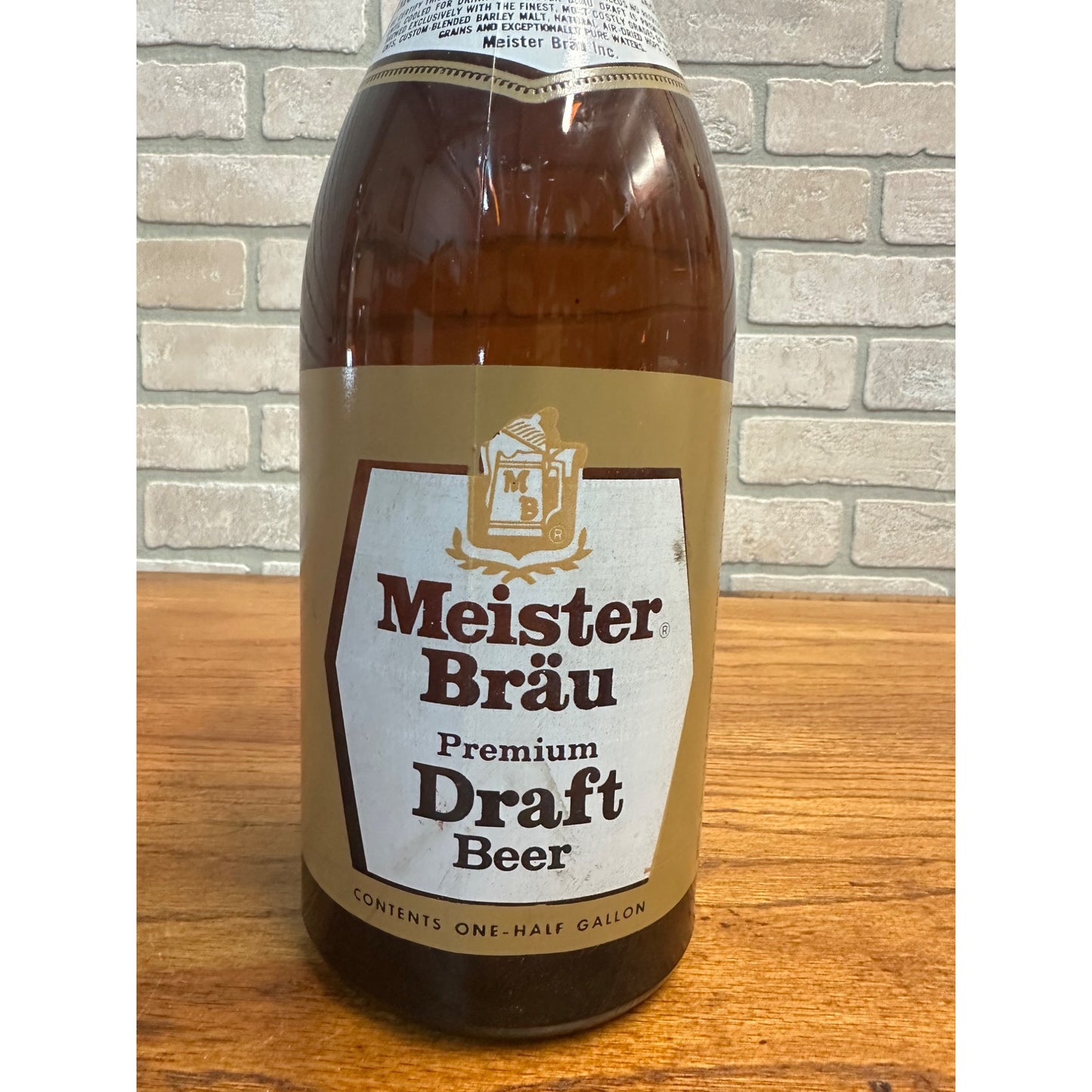 Vintage 1960s Meister Brau Premium Draft Beer Half Gallon 1/2 Bottle Chicago