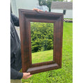 Antique 1890s Mahogany Veneer Wood-Framed Wall Mirror Wall Hanging Entryway Hallway