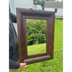 Antique 1890s Mahogany Veneer Wood-Framed Wall Mirror Wall Hanging Entryway Hallway