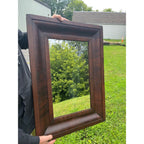 Antique 1890s Mahogany Veneer Wood-Framed Wall Mirror Wall Hanging Entryway Hallway
