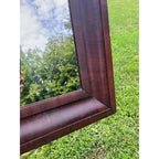 Antique 1890s Mahogany Veneer Wood-Framed Wall Mirror Wall Hanging Entryway Hallway