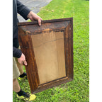 Antique 1890s Mahogany Veneer Wood-Framed Wall Mirror Wall Hanging Entryway Hallway