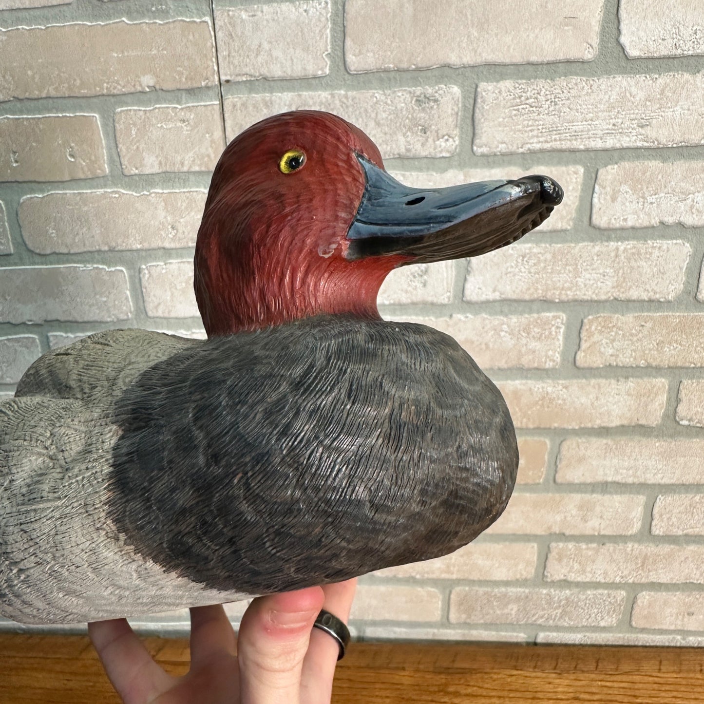 Pair of American Redheads Orante Duck Decoys Bill Brauer Carver Fond du Lac Wis