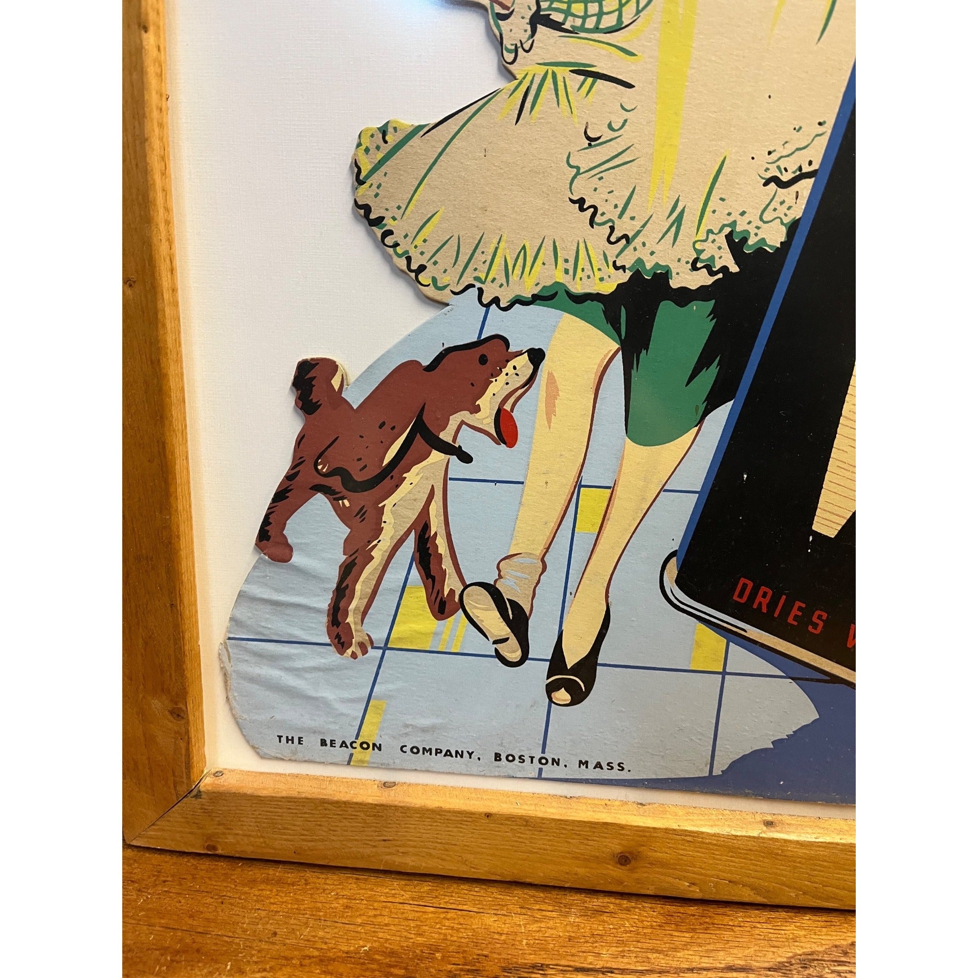 Vintage 1950s Beacon Quik Gloss Wax Advertising Cardboard Sign The Beacon Company