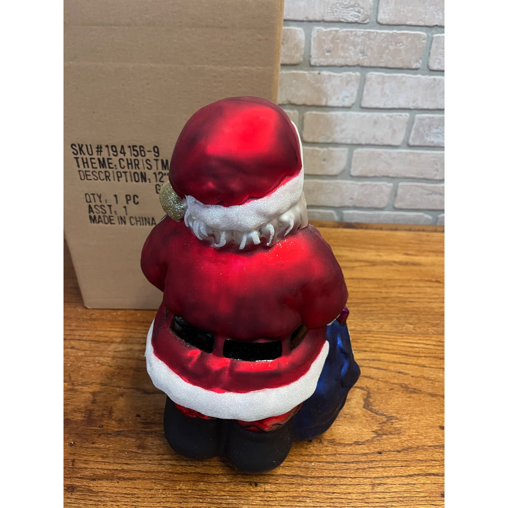 NIOB Santa Claus Hand Blown Mercury Glass X- Large Christmas Figurine 12"