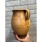 Antique 1880s French Pottery Milk Pitcher Jug Terracotta Earthenware Country Farmhouse