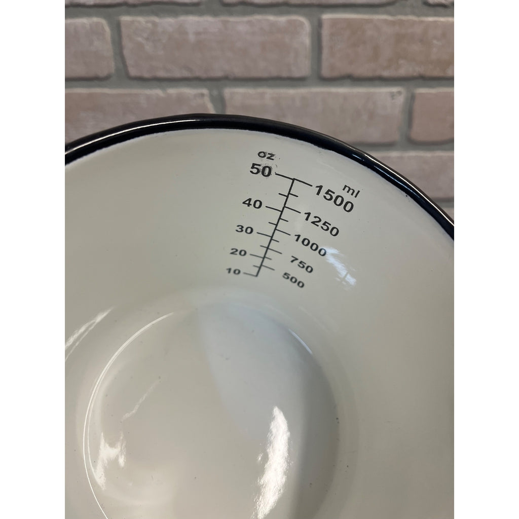 Retro Romanian Emailul Fine Enamelware Measuring Cup With Handle in Dark Blue Kitchen Decor