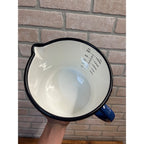 Retro Romanian Emailul Fine Enamelware Measuring Cup With Handle in Dark Blue Kitchen Decor