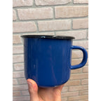 Retro Romanian Emailul Fine Enamelware Measuring Cup With Handle in Dark Blue Kitchen Decor