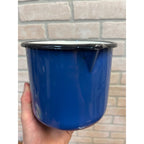 Retro Romanian Emailul Fine Enamelware Measuring Cup With Handle in Dark Blue Kitchen Decor