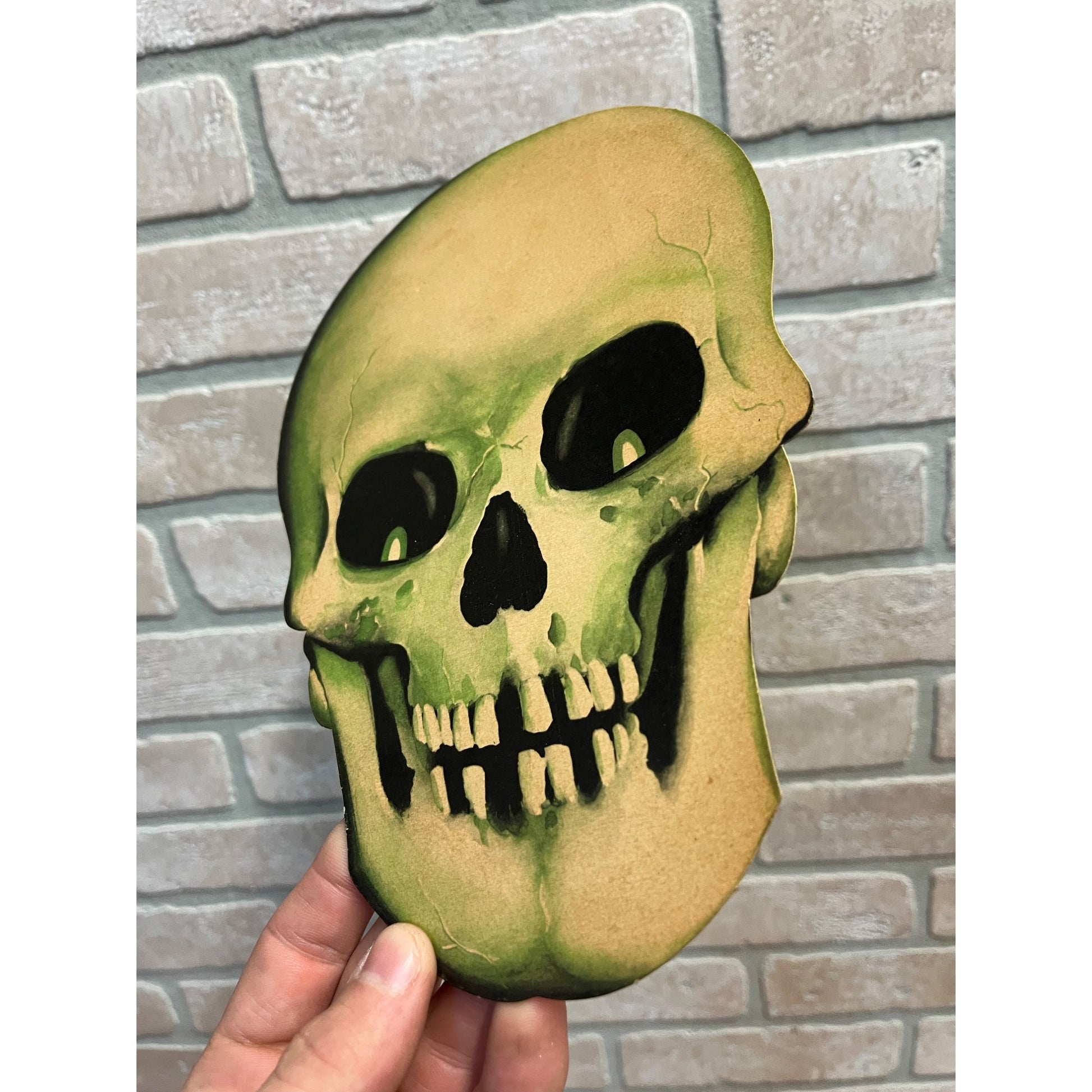 Vintage Dennison Halloween 1950s Skull Skeleton Head Diecut Wall Decor