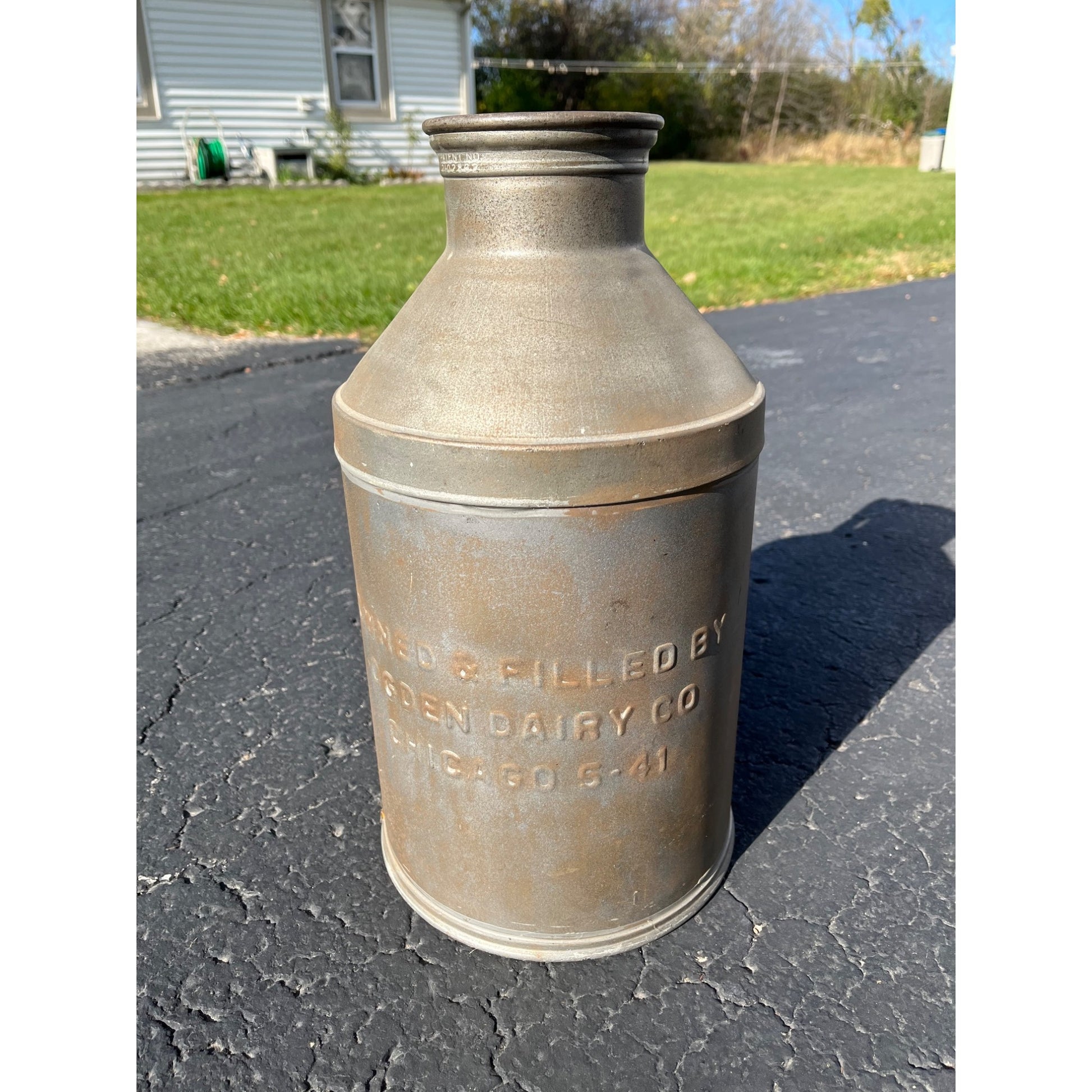 Rare Vintage Ogden Dairy Chicago Farm Milk Embossed Cream Can 3 Gallon