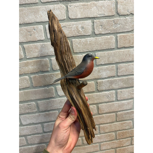 Vintage Wooden Carved Robin Bird Artist Signed 1983 Ron Walstrom Art Boise ID