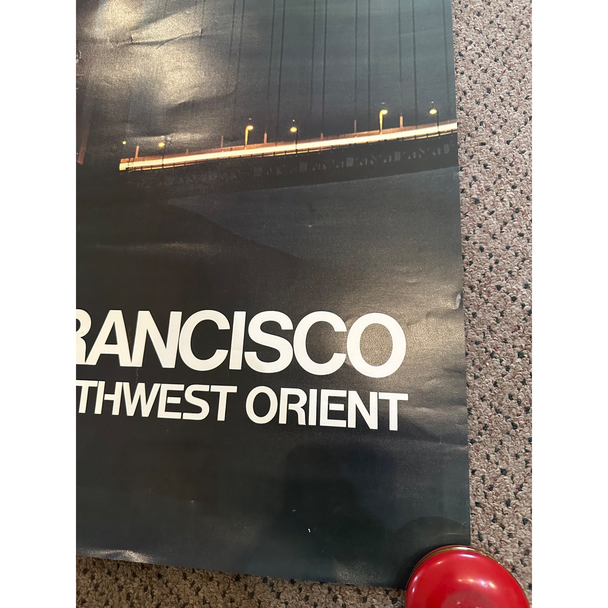 RARE Original Vintage Fly Northwest Orient Airlines San Fransciso Poster Airport Travel