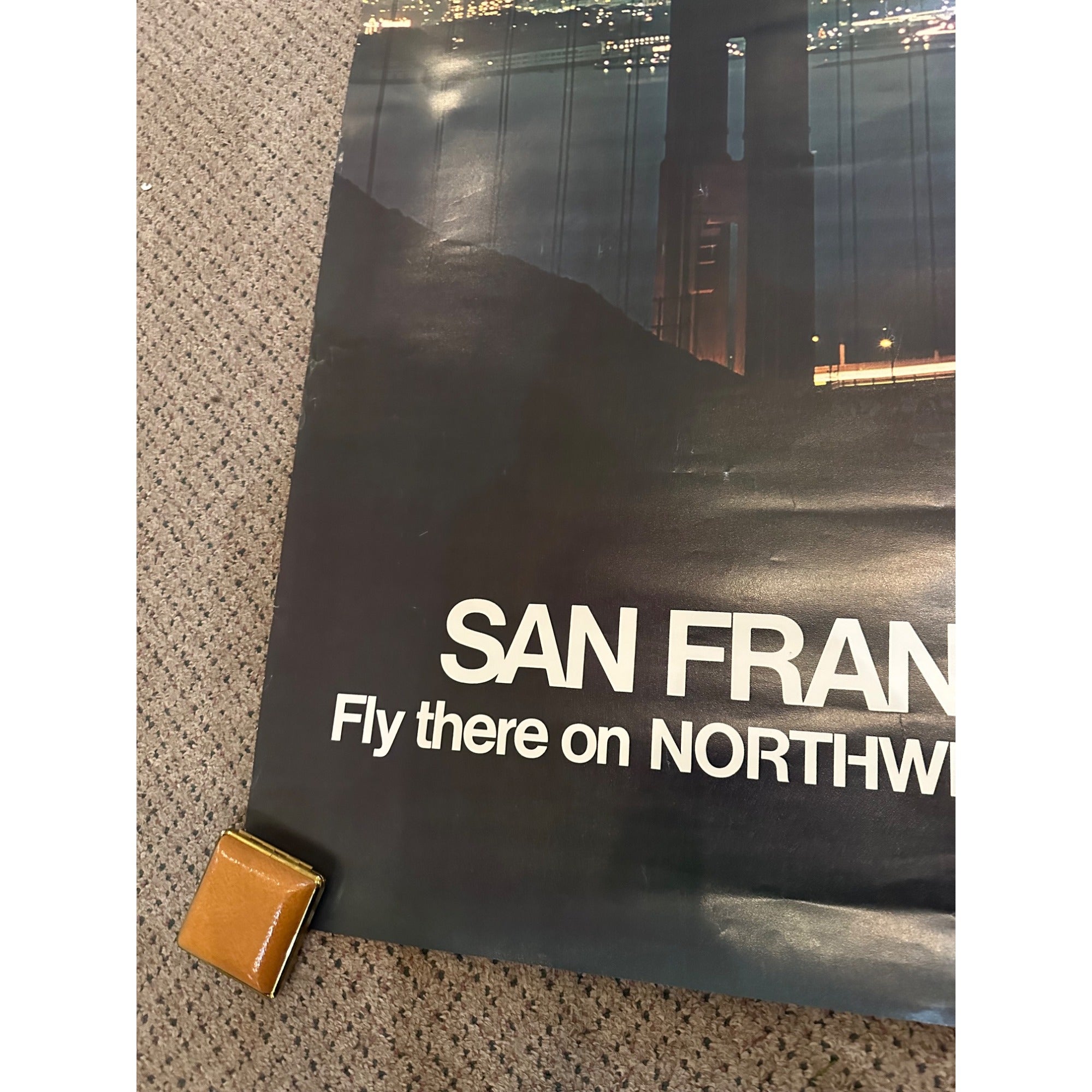 RARE Original Vintage Fly Northwest Orient Airlines San Fransciso Poster Airport Travel