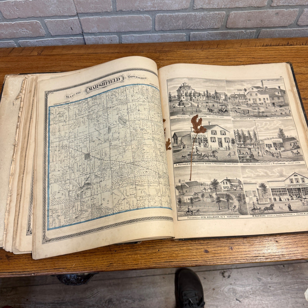 Antique 1874 Fond du Lac County Wisconsin Plat Map Complete Nice Condition