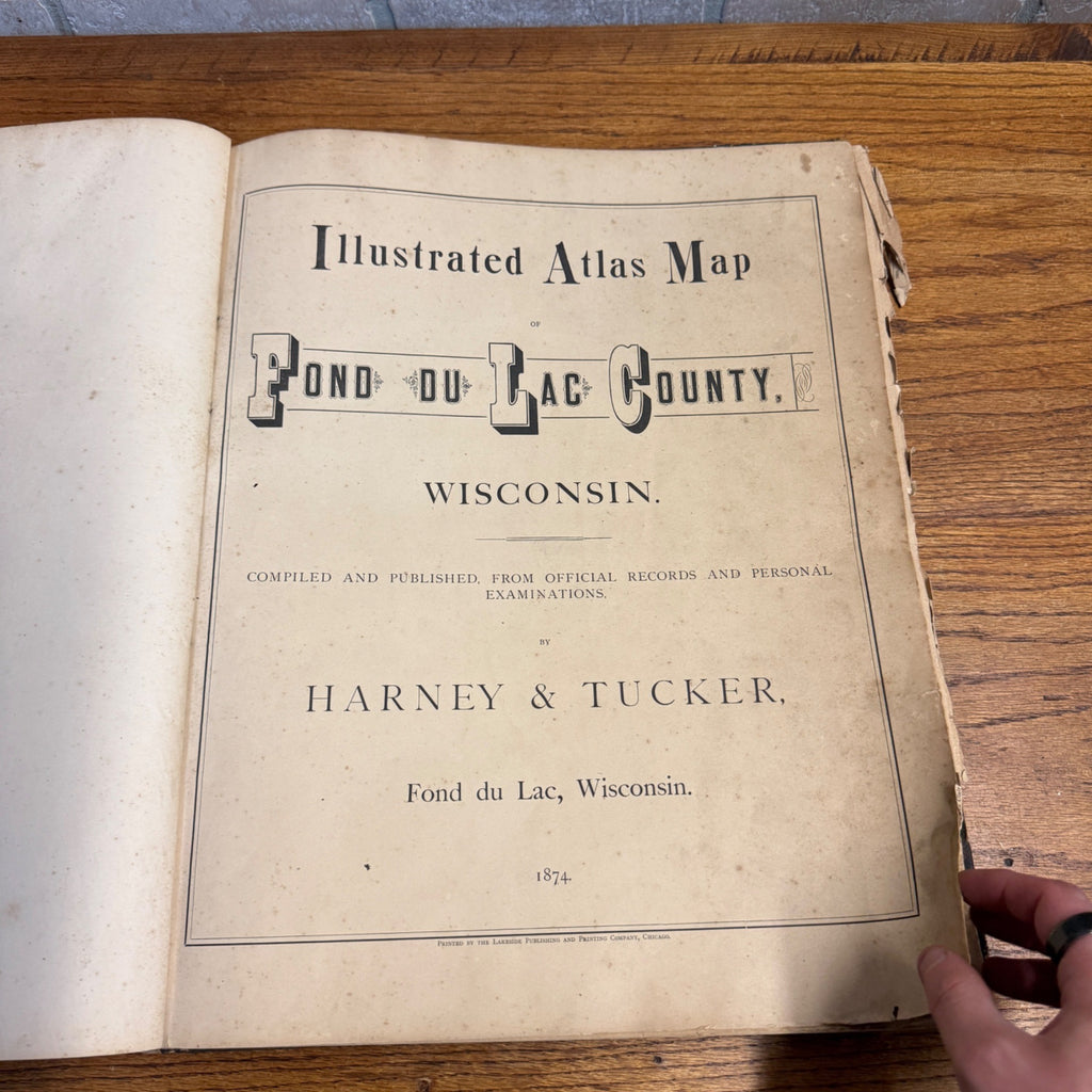 Antique 1874 Fond du Lac County Wisconsin Plat Map Complete Nice Condition