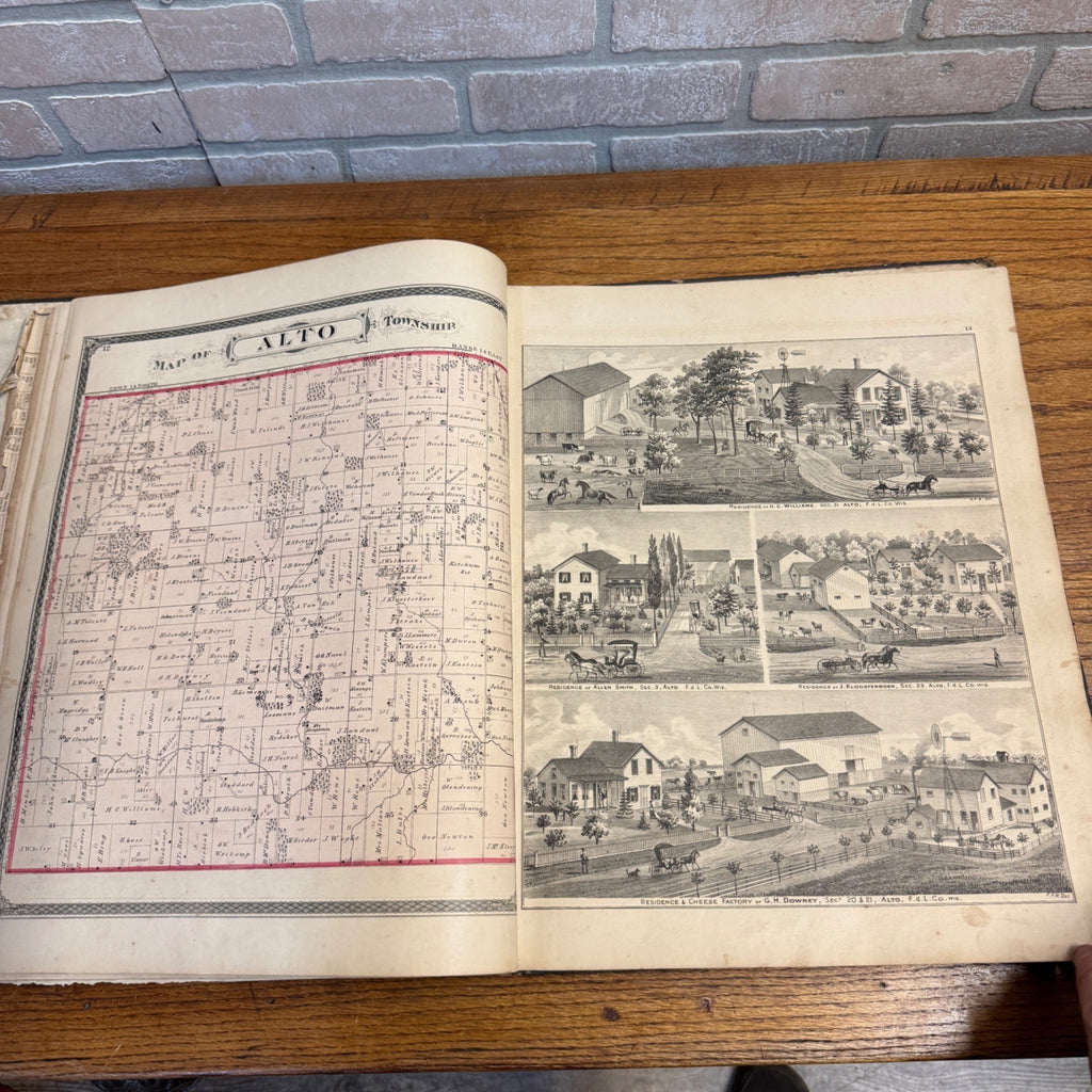 Antique 1874 Fond du Lac County Wisconsin Plat Map Complete Nice Condition
