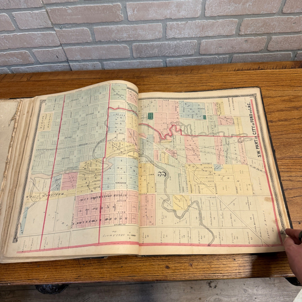 Antique 1874 Fond du Lac County Wisconsin Plat Map Complete Nice Condition