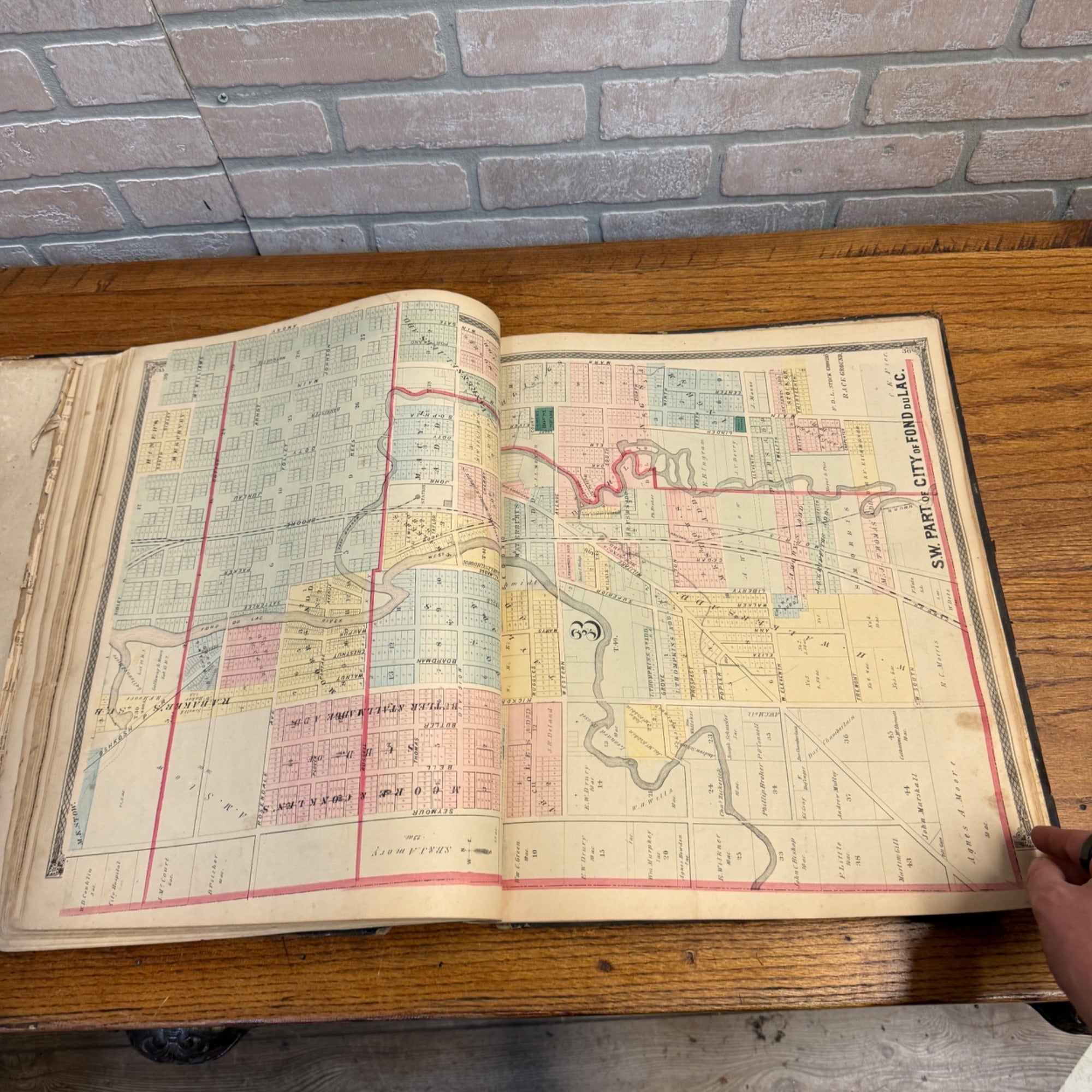 Antique 1874 Fond du Lac County Wisconsin Plat Map Complete Nice Condition