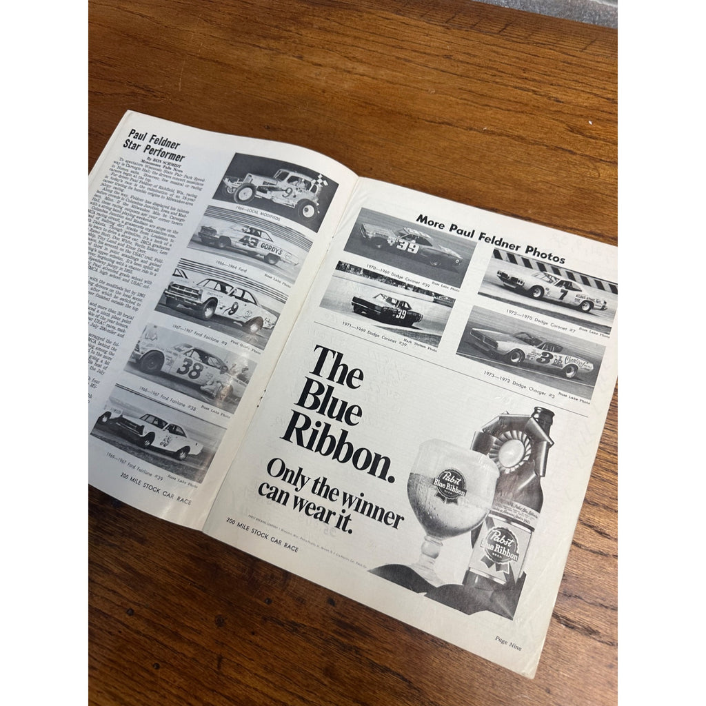 1973 Stock Car 200 Mile Race National Championship Souvenir Program Wisconsin
