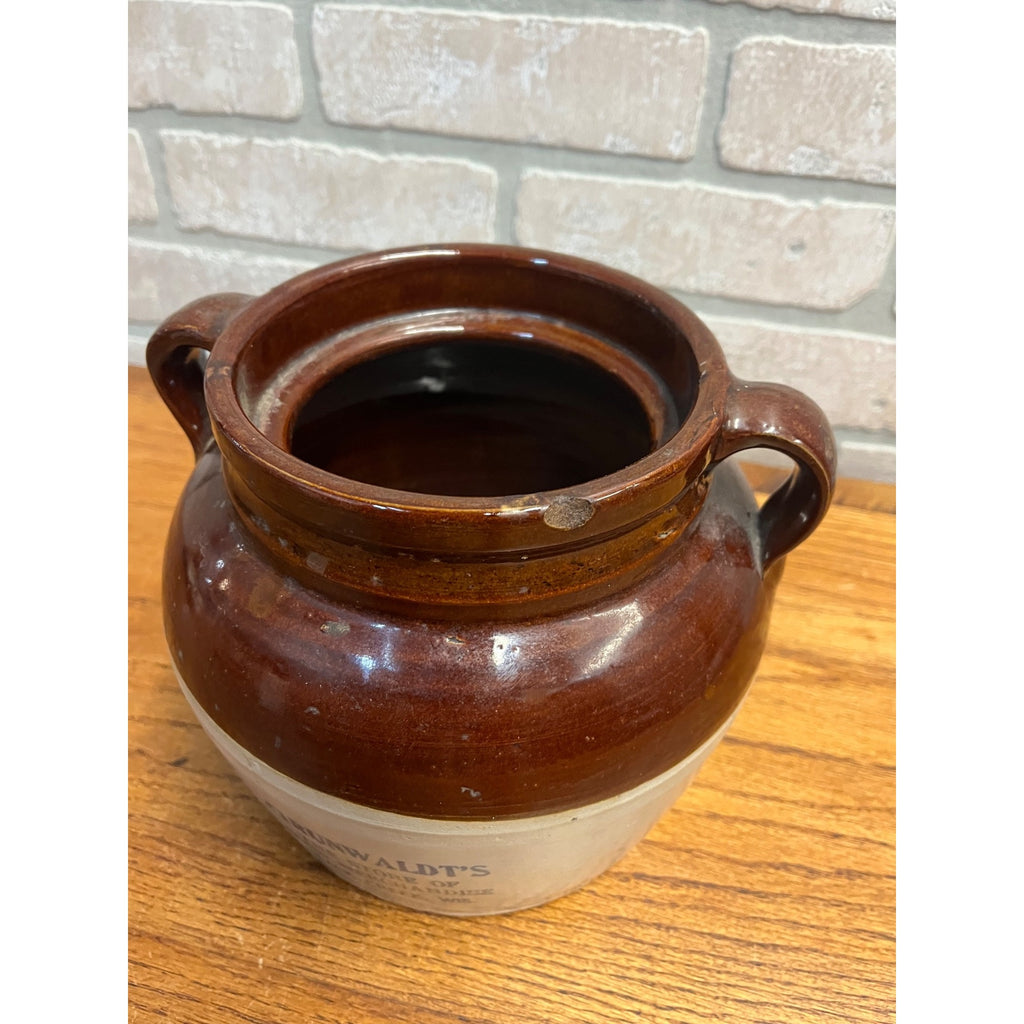 RARE Vintage Bean Pot Grunwaldt's Good Merchandise Black Creek, Wis. Wisconsin